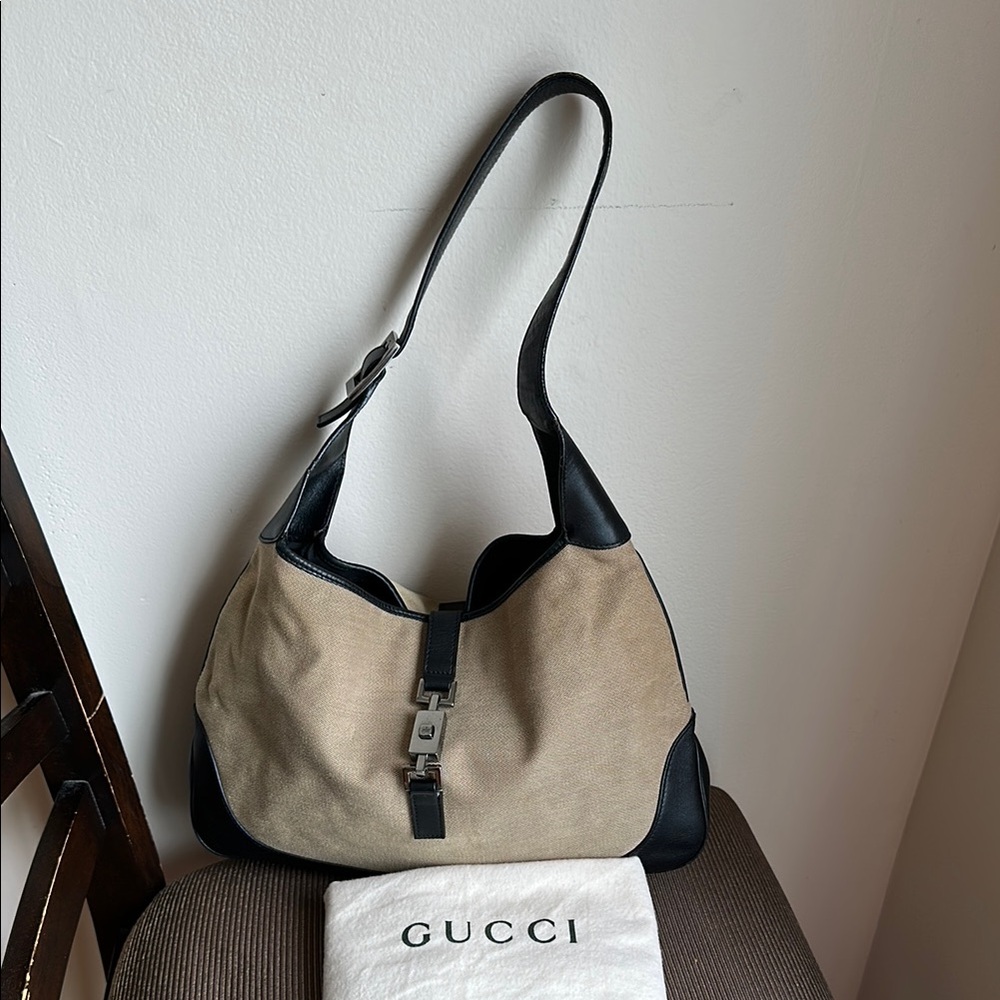 Gucci Jackie Beige and Black Bag